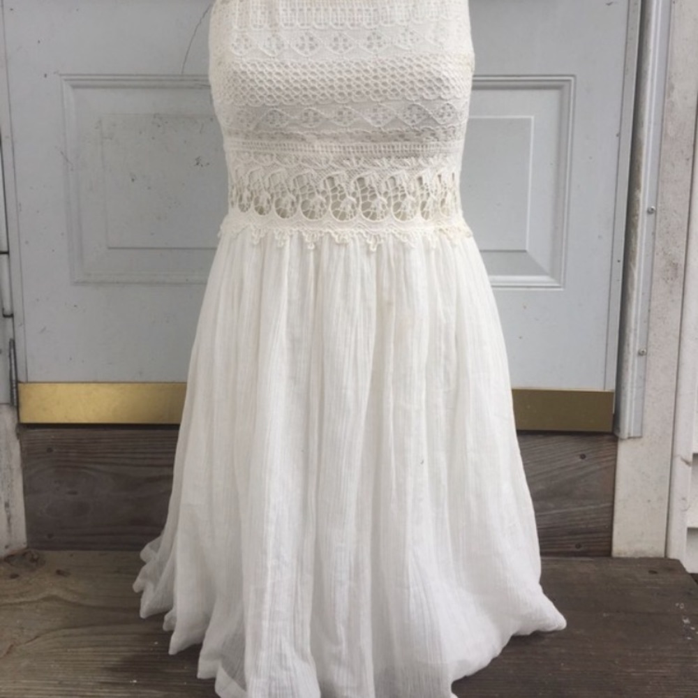 Cross back summer cutout lace dress